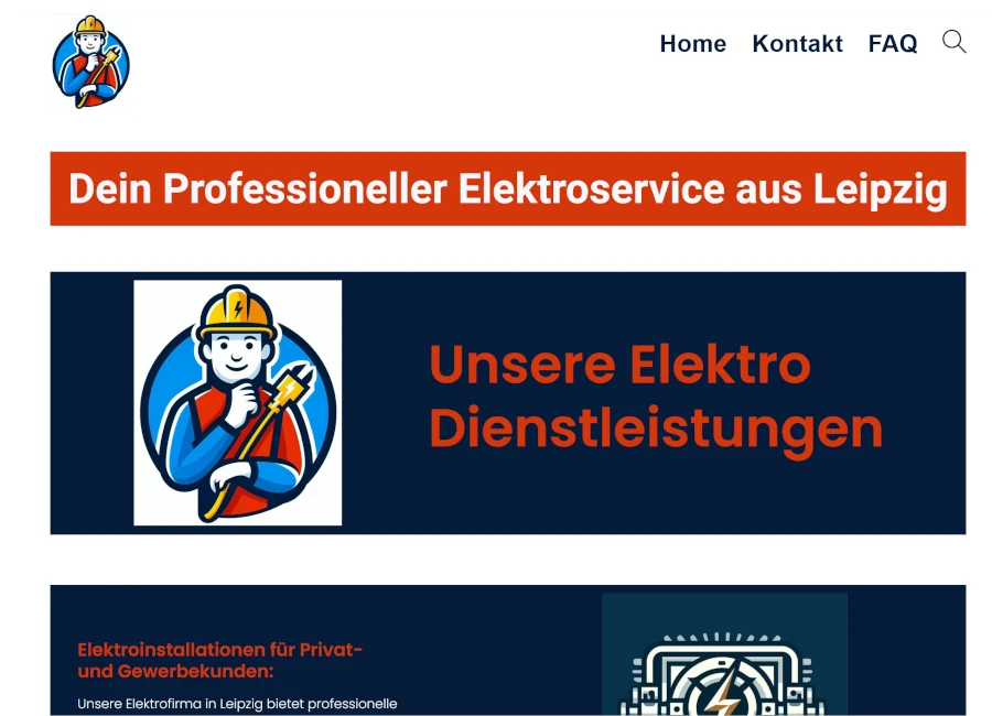 Elektro Leipzig. Demo Elektriker Firma / Homepage